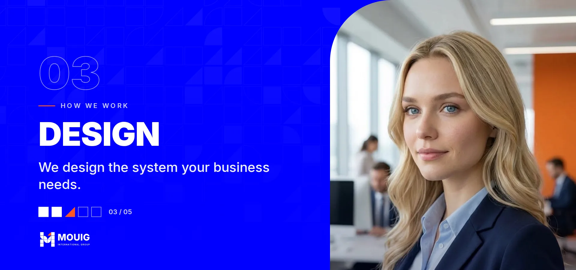 How we work, stage 03 of 05: Design. We design the system your business needs.