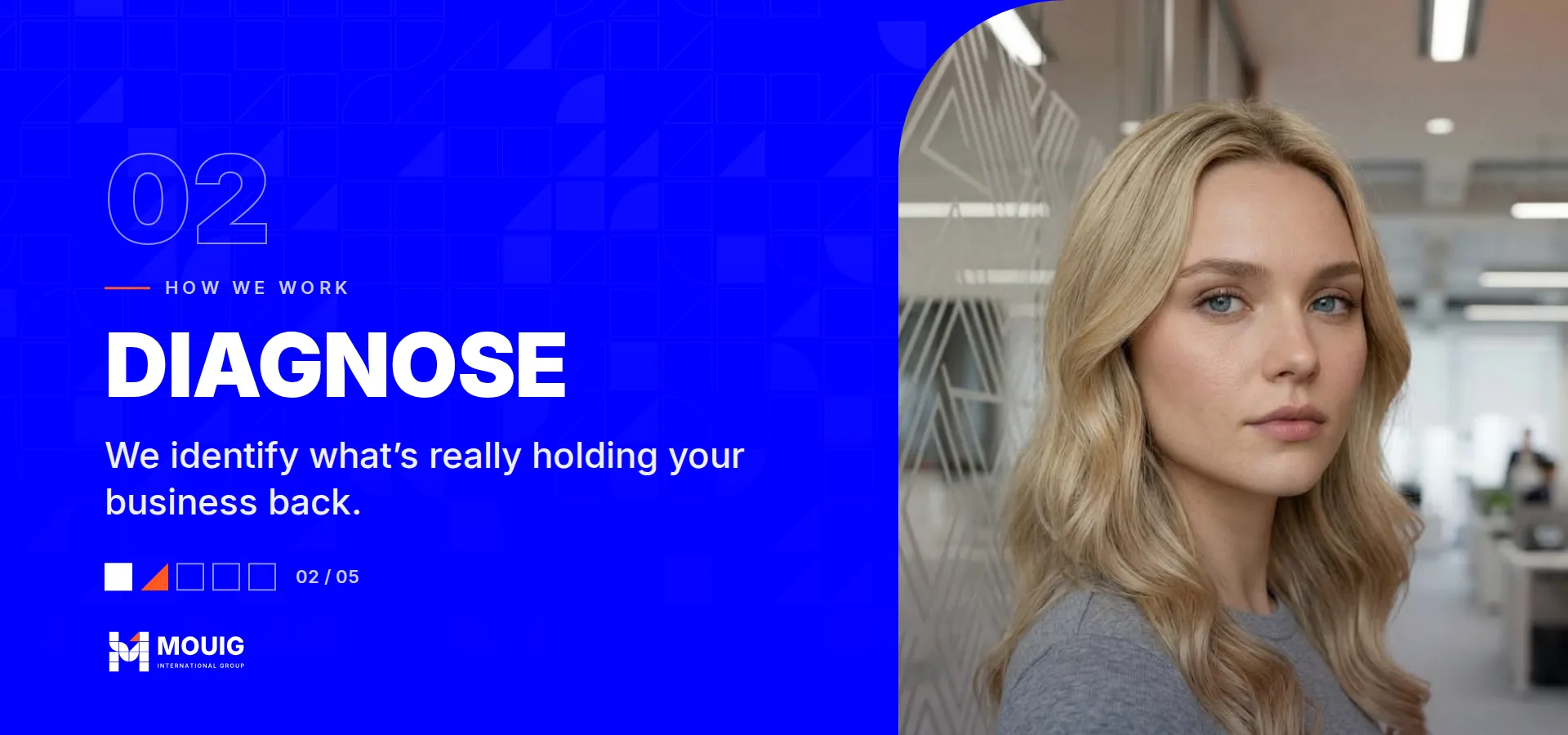 How we work, stage 02 of 05: Diagnose. We identify what’s really holding your business back.